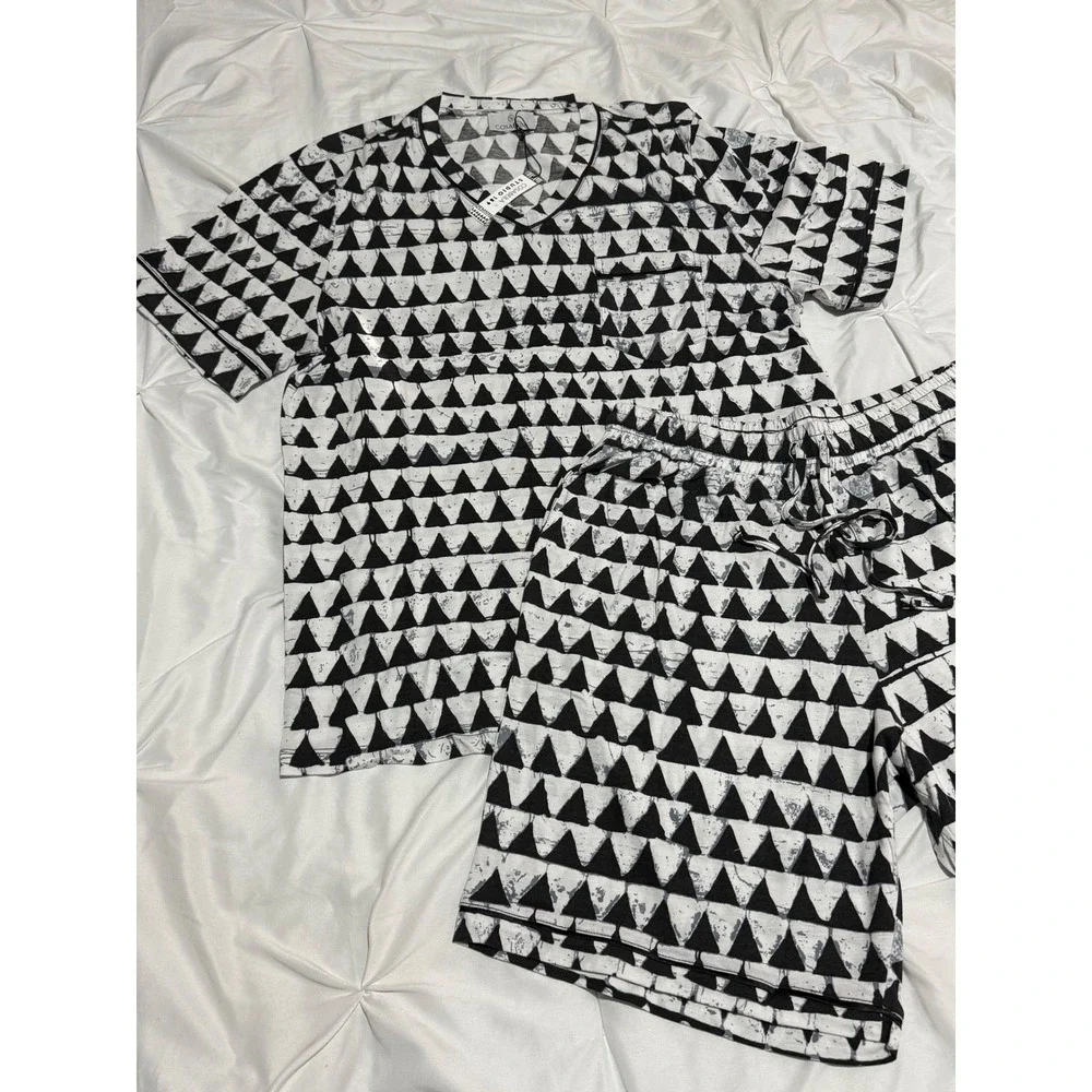 Cosabella Men's‎ Designer Pajama Set Black White Geometric Print L